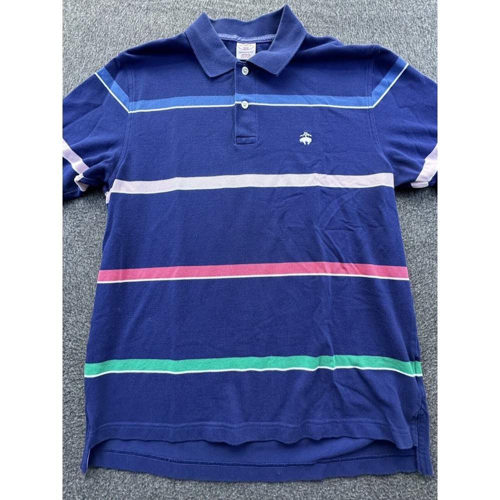 Brooks Brothers Shirt Men's Medium Blue Striped 1818 Polo‎ Short Sleeve Pullover